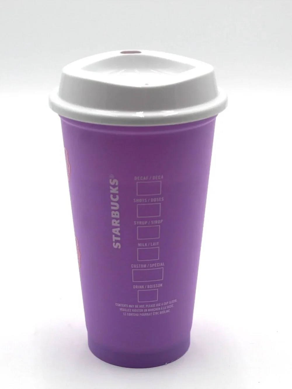 Starbucks Reusable Purple Hot Cup 16 oz All Over Ice Cream Print Summer 2022 EUC